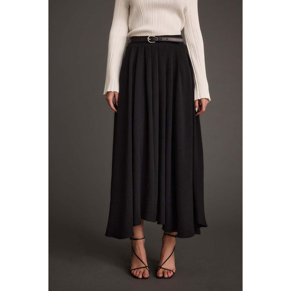 12th Tribe Gloria Black Midi Skirt Size MM